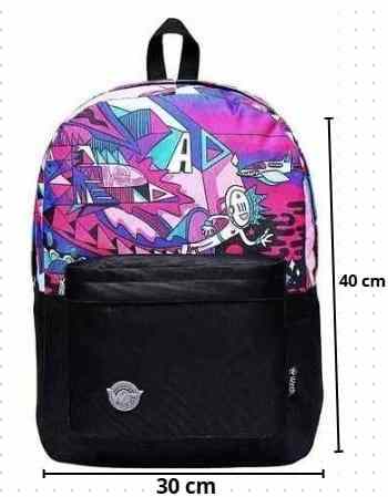 MOCHILA PRETA C/ 1/2 ESTAMPA G